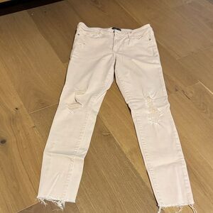 Abercrombie & Fitch Light Pink Distressed Skinny Jeans
